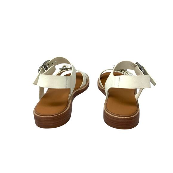 EVERLANE The Twin Buckle Sandal White Adjustable Flat Heel Leather 5.5 NEW - Picture 4 of 7
